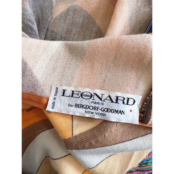 VTG Leonard Paris Geometric Knit Top Large Bergdorf Goodman Yellow Brown AS IS - Picture 3 of 11